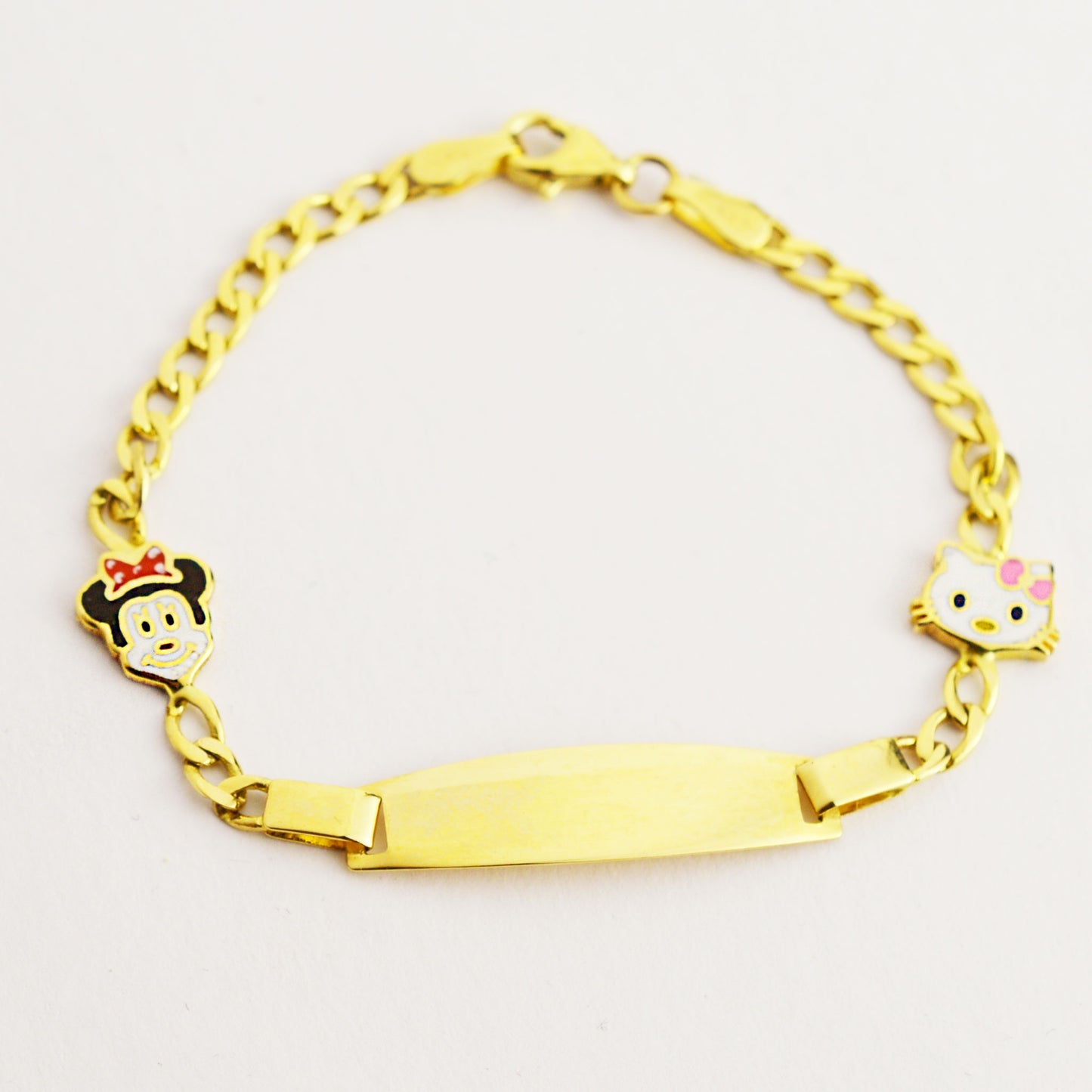 Gold children's bracelet 'Mickey and Kitty'