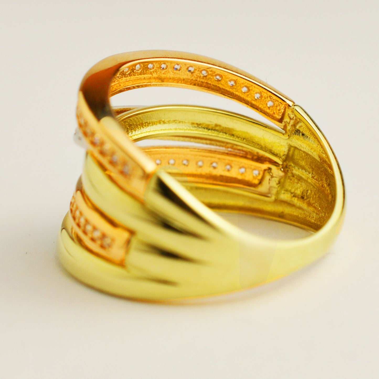 Yellow, white and rose gold ring