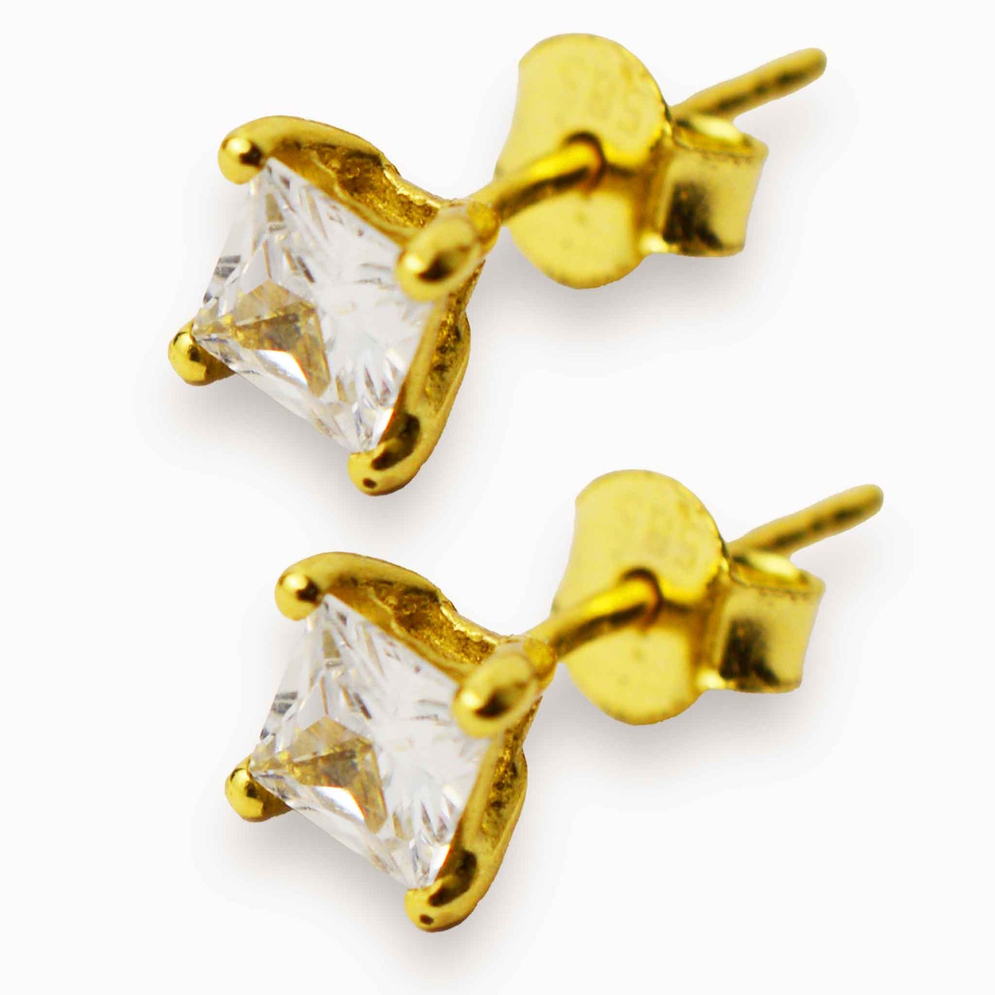 Screw Earrings - Square Stone