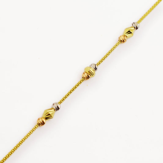 Златна гривна от бяло, жълто и розово злато