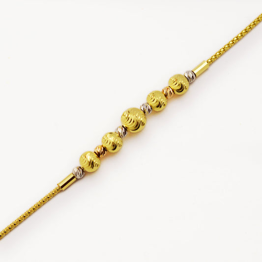 Златна гривна от бяло, жълто и розово злато