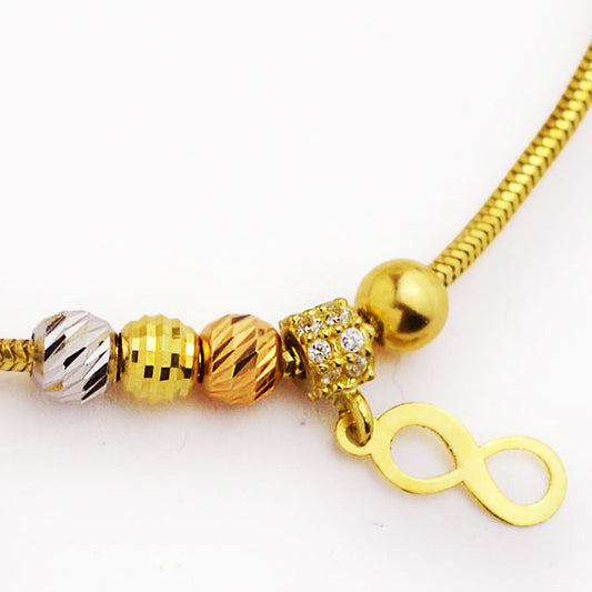 Златна гривна от бяло, жълто и розово злато