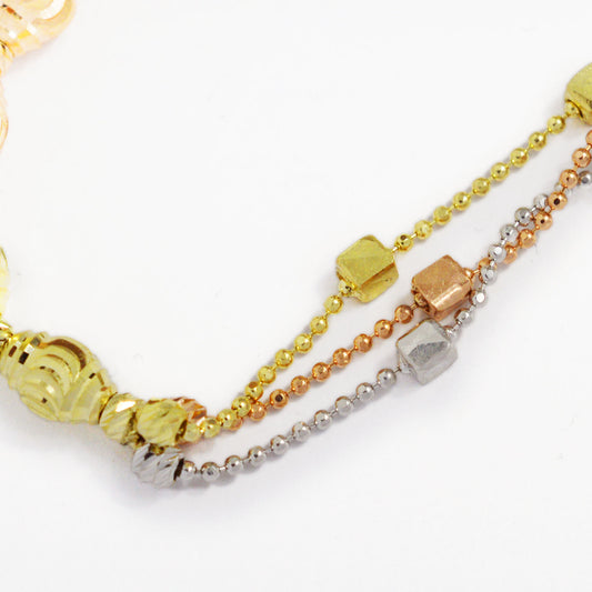 Златна гривна от бяло, жълто и розово злато