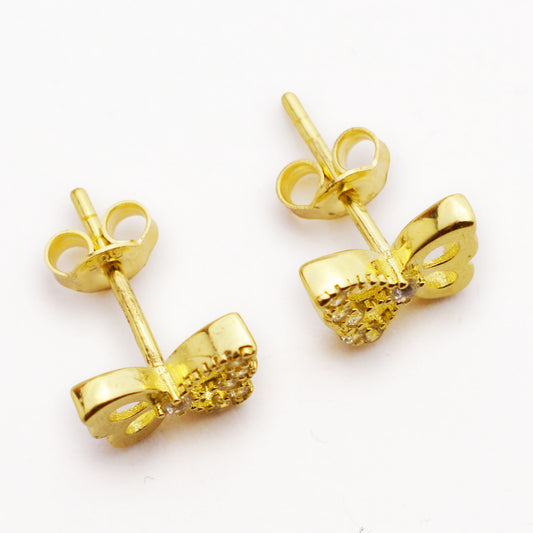 Златни обици на винт - Пеперуда (8мм)