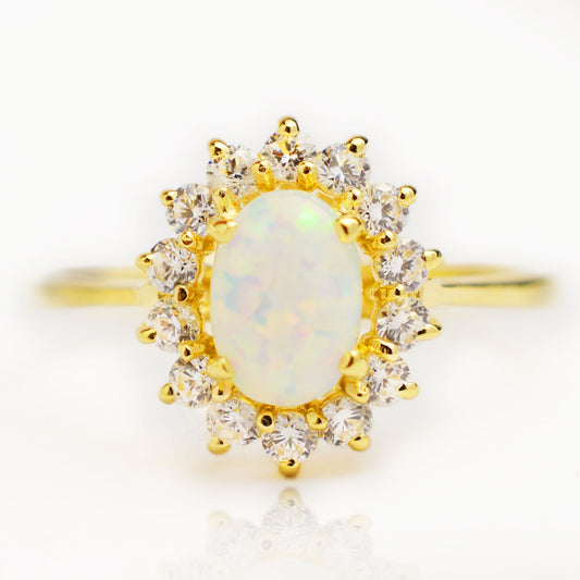 Български златен пръстен с опал - Принцеса