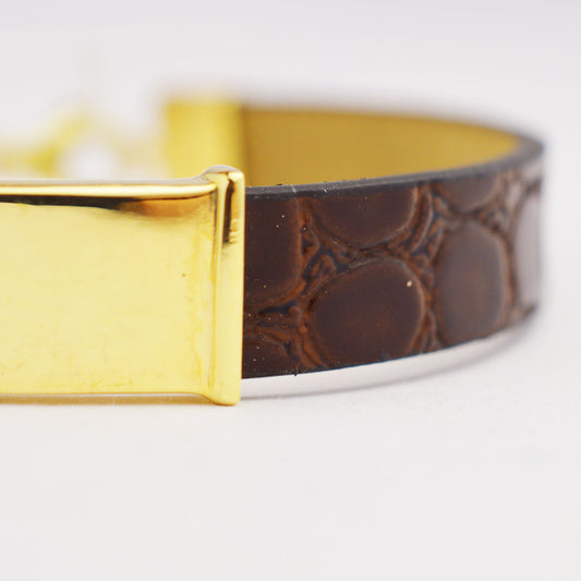 Българска плътна гривна с кожа