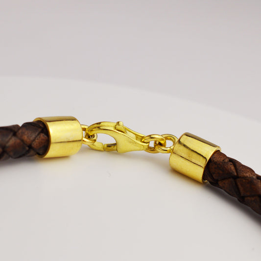 Българска плътна гривна с кожа