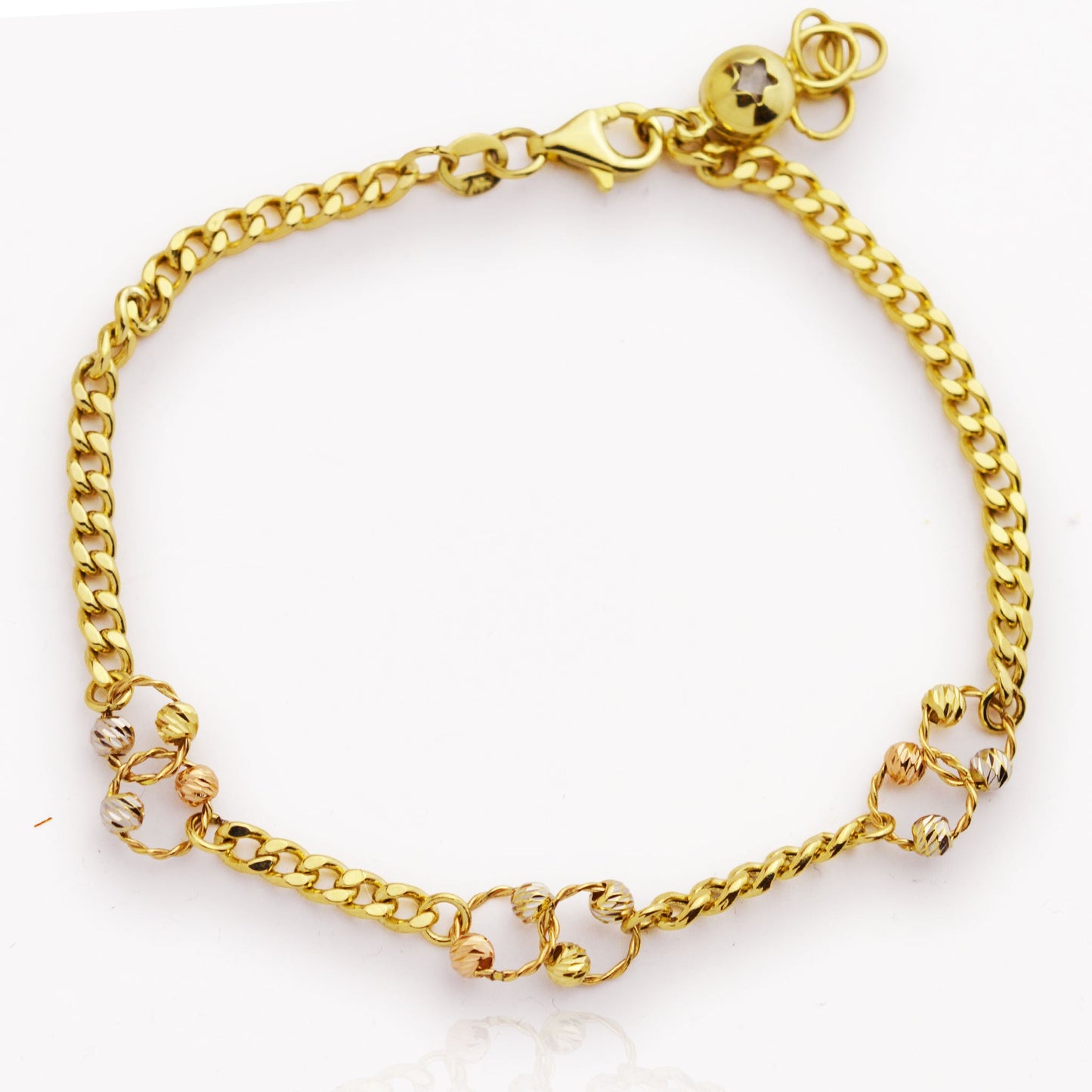 Златна гривна от бяло, жълто и розово злато Yaniko Gold