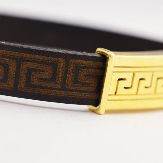 Българска плътна гривна с кожа