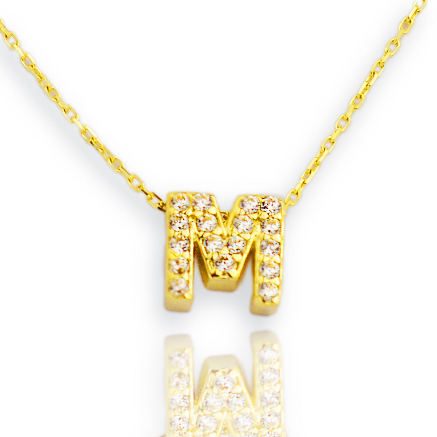 Gold necklace - letter 'M'