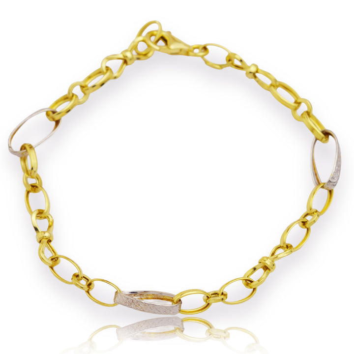 Златна гривна с бяло и жълто злато