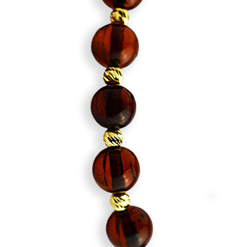 Златна гривна на конец с кехлибар - Yaniko Gold