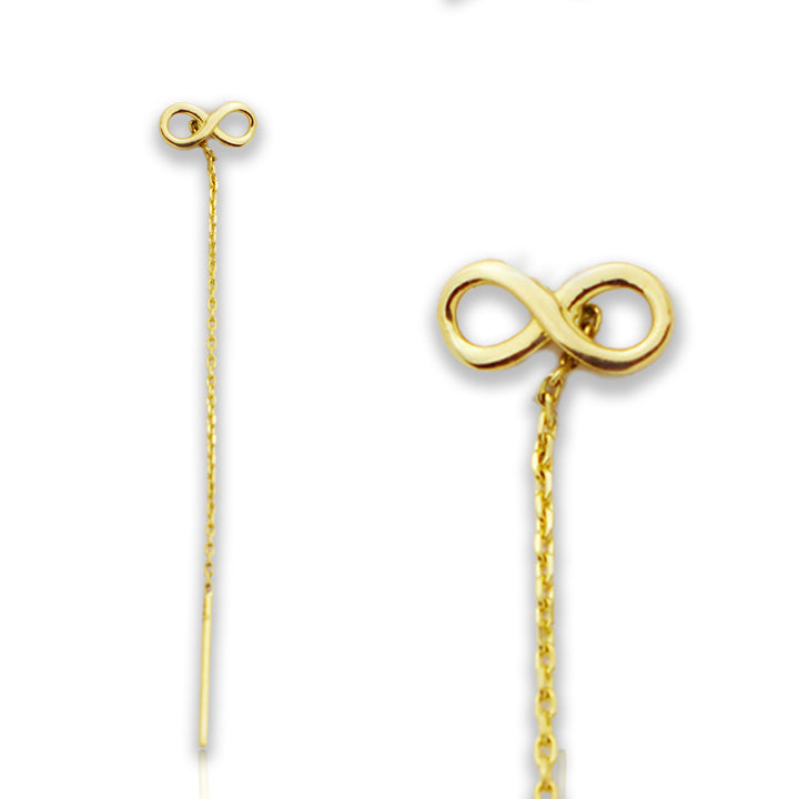 Дамски златни обеци 14К – безкрайност, жълто злато, 1.14 г