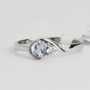Пръстен от бяло злато и аквамарин и диамант 0.18ct/0.03ct - Yaniko Gold