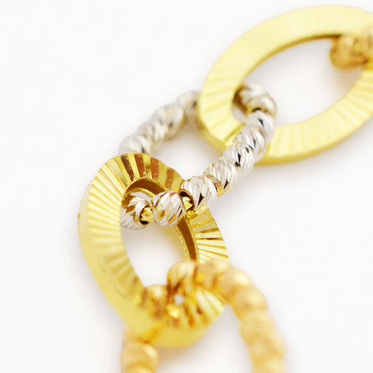 Златна гривна бяло, жълто и розово злато