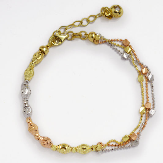 Gold bracelet made of white, yellow and rose gold