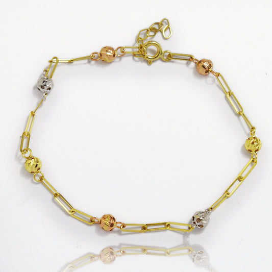 Gold bracelet made of white, yellow and rose gold