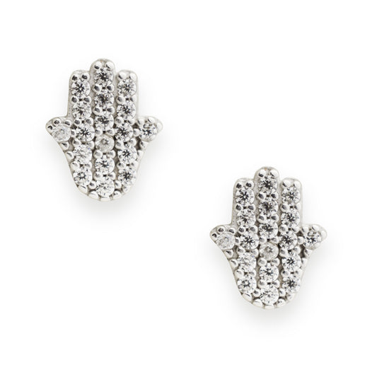 Златни обици от бяло злато - Ръката на Фатима