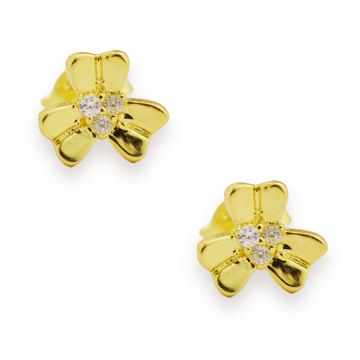 Златни обици на винт - Детелина