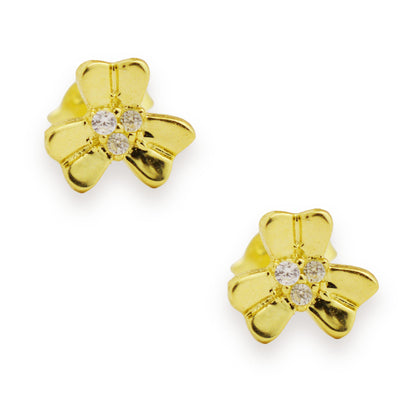 Златни обици на винт - Детелина