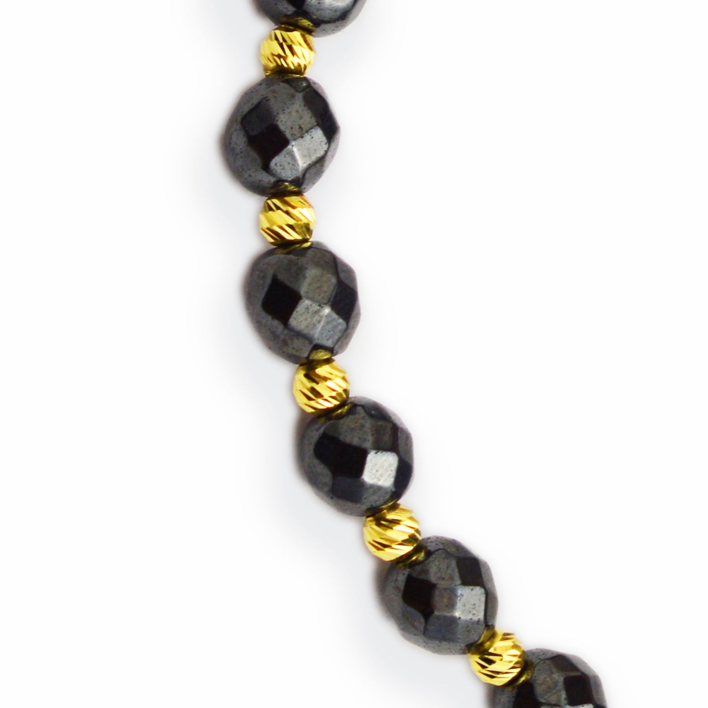 Gold on black thread with hematite