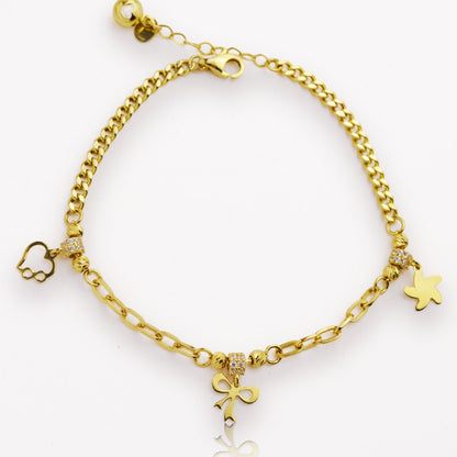 Златна гривна с висящи елементи