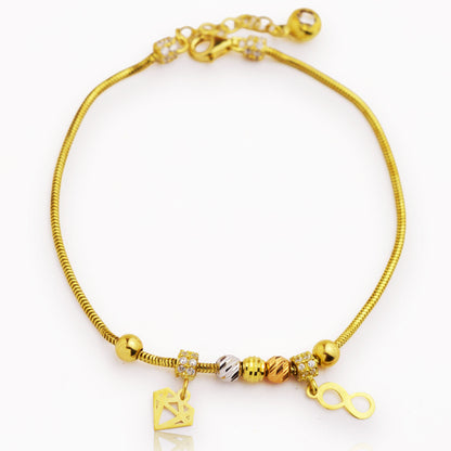 Златна гривна от бяло, жълто и розово злато