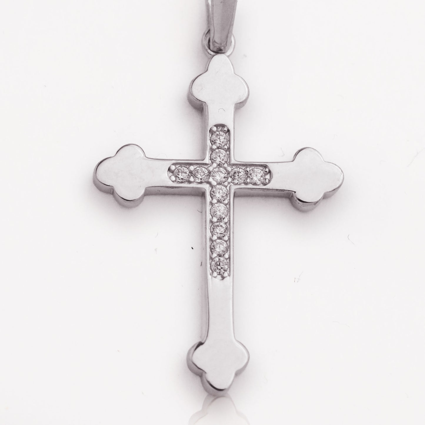 Златна висулка от бяло злато- Кръст (3см)