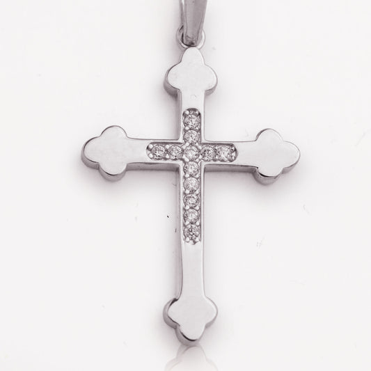 Златна висулка от бяло злато- Кръст (3см)