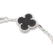 Дамска златна гривна 14К – детелина Clover, оникс, бяло злато, 19,5 см, 9.94 г