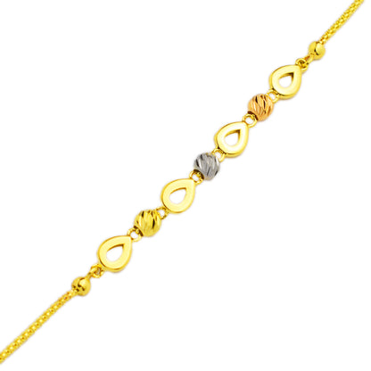 Gold bracelet made of white, yellow and rose gold