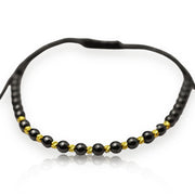 Gold on black thread with hematite